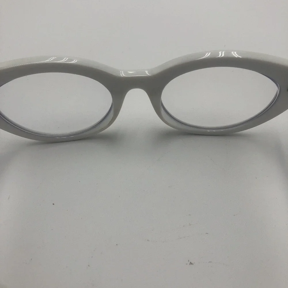 Zenni Optical Women's Eyeglass Frames White Cat Eye Preowned  With Case 50s Look